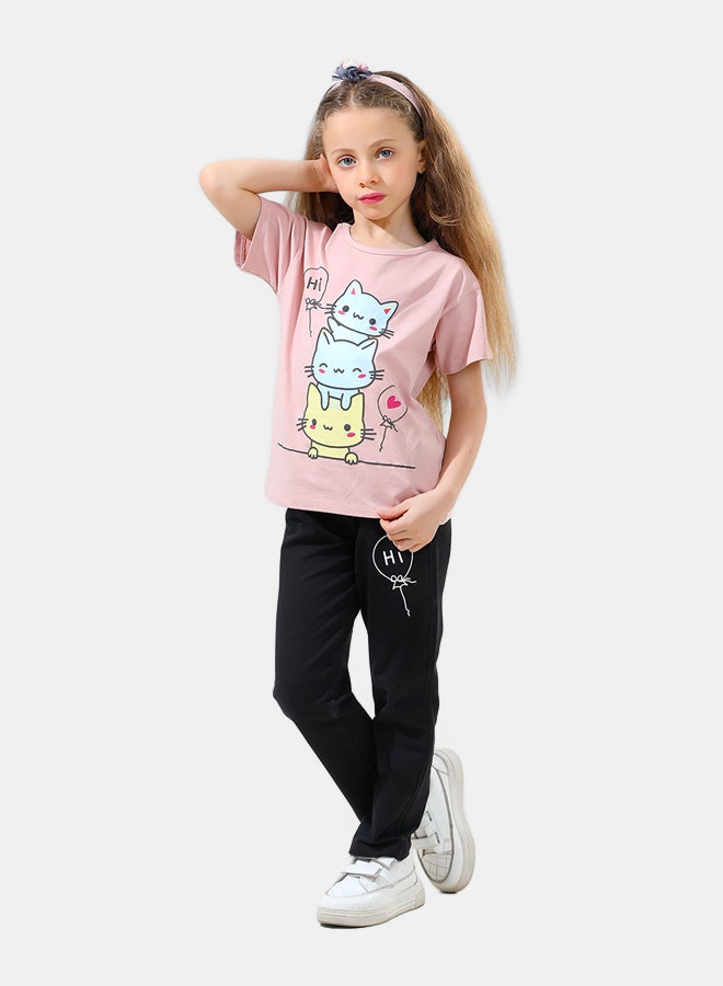 ريمينت بيجاما للبنات برسمة قطط كشميري - Image 3