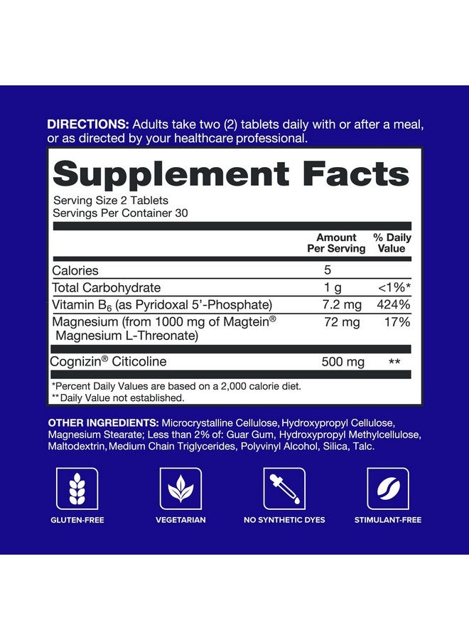 Qunol Brain Health Memory Plus with B6, Magnesium L-Threonate & Citicoline, Clinically Tested Ingredients to Improve Memory, Focus, Attention and Productivity, 60 Count (Pack of 1) - Image 5