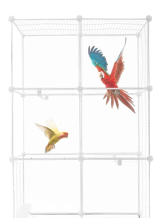 والالا قفص ببغاء شفاف بأربع طبقات مع عجلات - بيت طيور متحرك كبير للكوكاتيل والكناري والببغاوات | تصميم شفاف من الجانبين وعجلات عالمية، ٧٤×٣٧×١٦٠ سم (أبيض) - Image 4