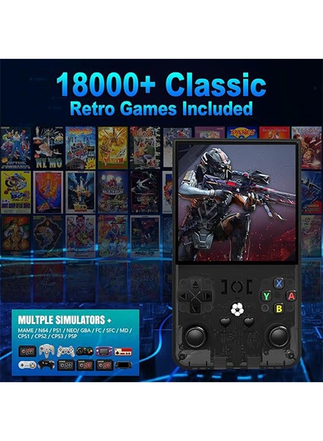 Upgrade R36 Max Retro Gaming Console, Retro Handheld Console 4.0'' Screen Linux System, 64G TF Card, Support 30+ Simulators, 4000mAh Rechargeable Portable Pocket Arcade, Black