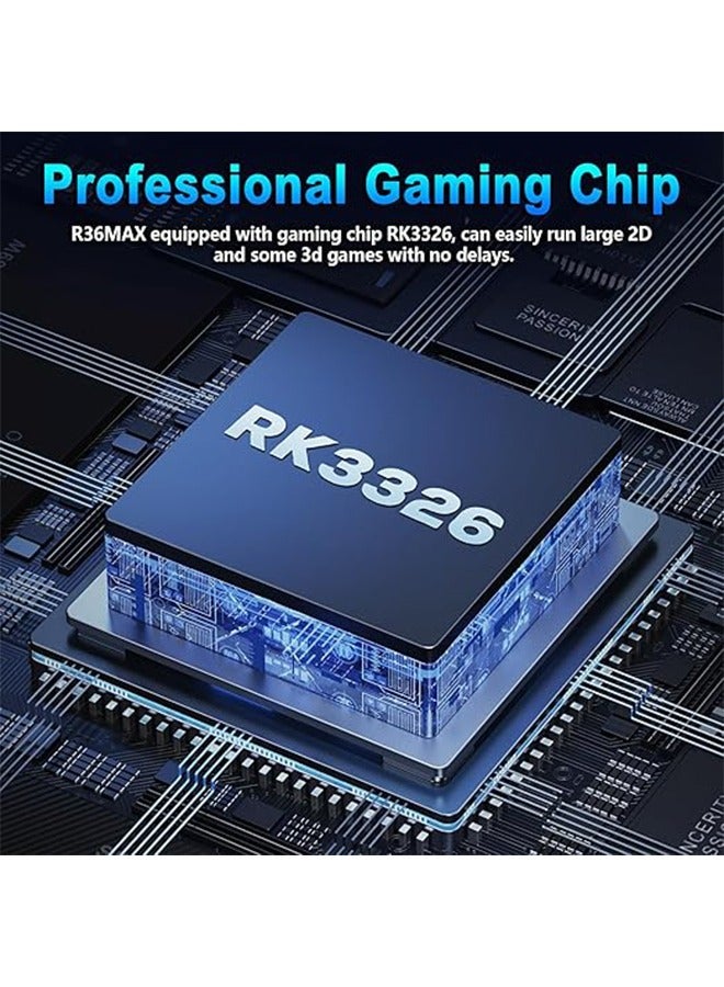 Upgrade R36 Max Retro Gaming Console, Retro Handheld Console 4.0'' Screen Linux System, 64G TF Card, Support 30+ Simulators, 4000mAh Rechargeable Portable Pocket Arcade, Black