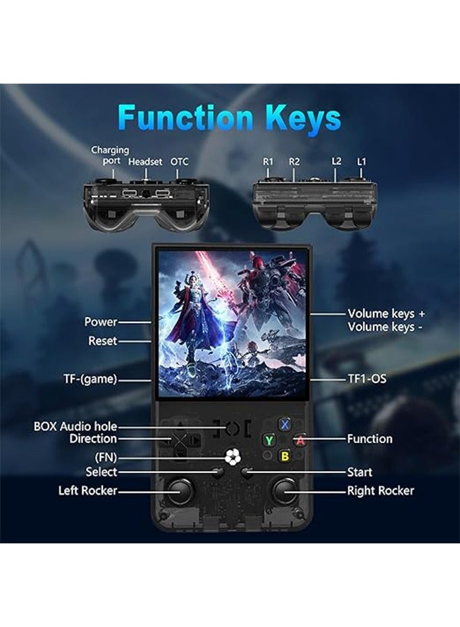 Upgrade R36 Max Retro Gaming Console, Retro Handheld Console 4.0'' Screen Linux System, 64G TF Card, Support 30+ Simulators, 4000mAh Rechargeable Portable Pocket Arcade, Black