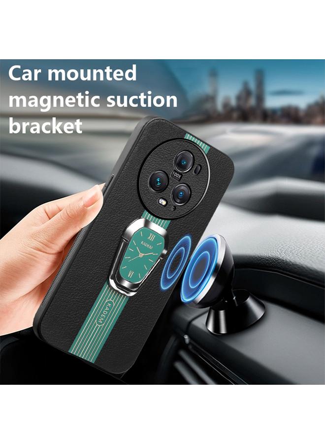 Zaboon Case For Honor Magic5 Pro Magnetic Litchi Leather Back Phone Case with Holder  - Image 2