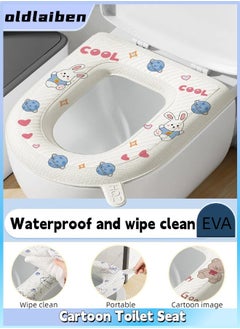 oldlaiben Cartoon Toilet Seat, Waterproof Toilet Seat,  Washable Bathroom Toilet Seat with Handle, Reusable Toilet Seat Cushion, Four Seasons Universal, For All Types of Toilets（Planet Rabbit）  - Image 1