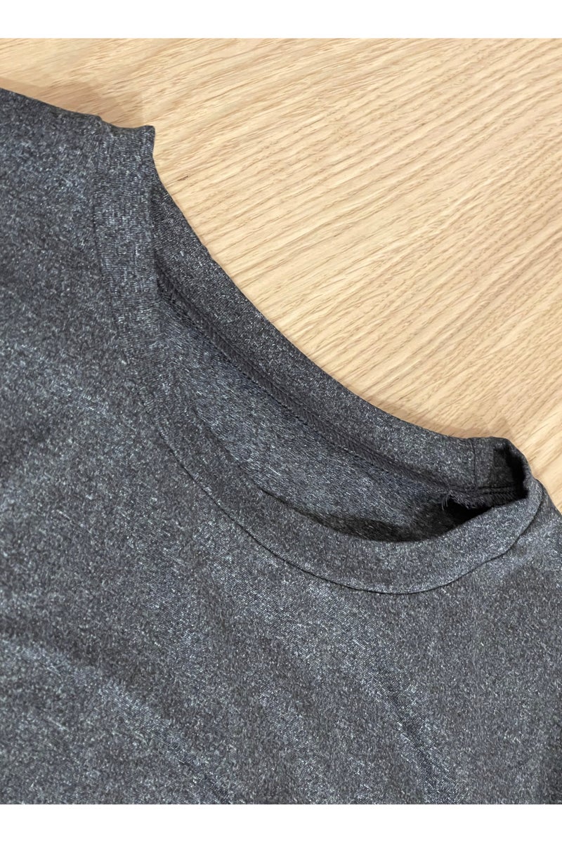 SOLOBUY Pyjamas Set Jersy Women's Long-Sleeved, Elastic Waist, Collar Round,  Color Dark Grey - Image 2