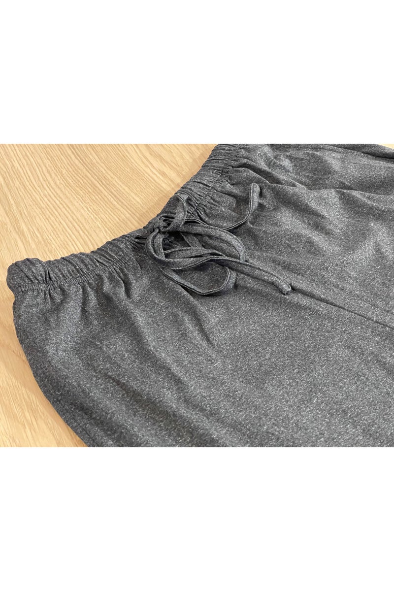 SOLOBUY Pyjamas Set Jersy Women's Long-Sleeved, Elastic Waist, Collar Round,  Color Dark Grey - Image 3