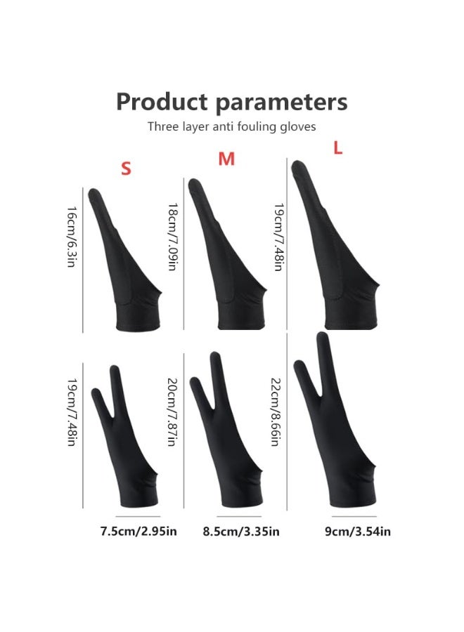 دايتويز قفاز فنان للرسم، قفاز رفض راحة اليد، إصبعين، من الليكرا المطاطية، بدون أصابع، مناسب لليد اليسرى واليمنى - Image 4