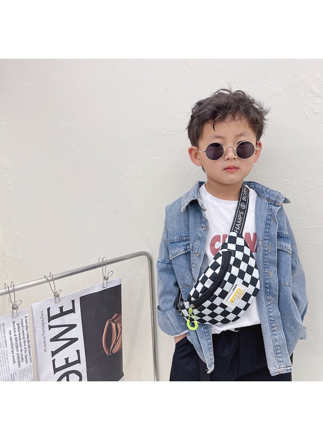 Korean Style Fashion Boys' Waist Bag Ins Internet Celebrity Chessboard Plaid Girls' Children's Mini Crossbody Small Bag Baby Chest Bag-Color:Red - Image 4