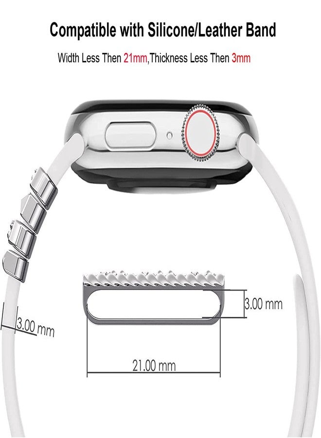 Wowstrap 5Pcs Charms for Apple Watch band 41mm 45mm 40mm 44mm 38mm 42mm 46mm 49mm Women,Diamond+Metal Jewelry Decorative Ring For iWatch series 11 10 9 8 7 6 5 4 se 3/2,Galaxy watch 7/6/5/4,Strap Accessories - Image 3