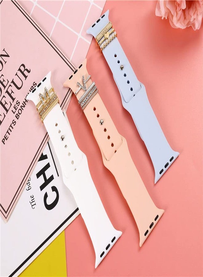 Wowstrap 5Pcs Charms for Apple Watch band 41mm 45mm 40mm 44mm 38mm 42mm 46mm 49mm Women,Diamond+Metal Jewelry Decorative Ring For iWatch series 11 10 9 8 7 6 5 4 se 3/2,Galaxy watch 7/6/5/4,Strap Accessories - Image 4