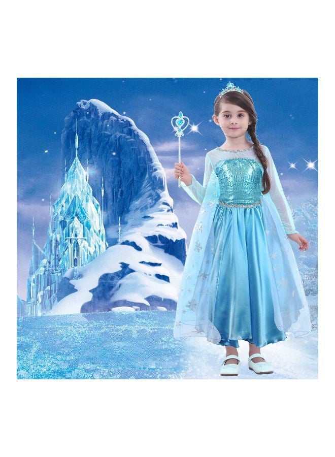 XiuWoo High-Quality Attractive Blue Fairy Tale Princess Costume With Accessory Set for Girls 130cm - Image 3