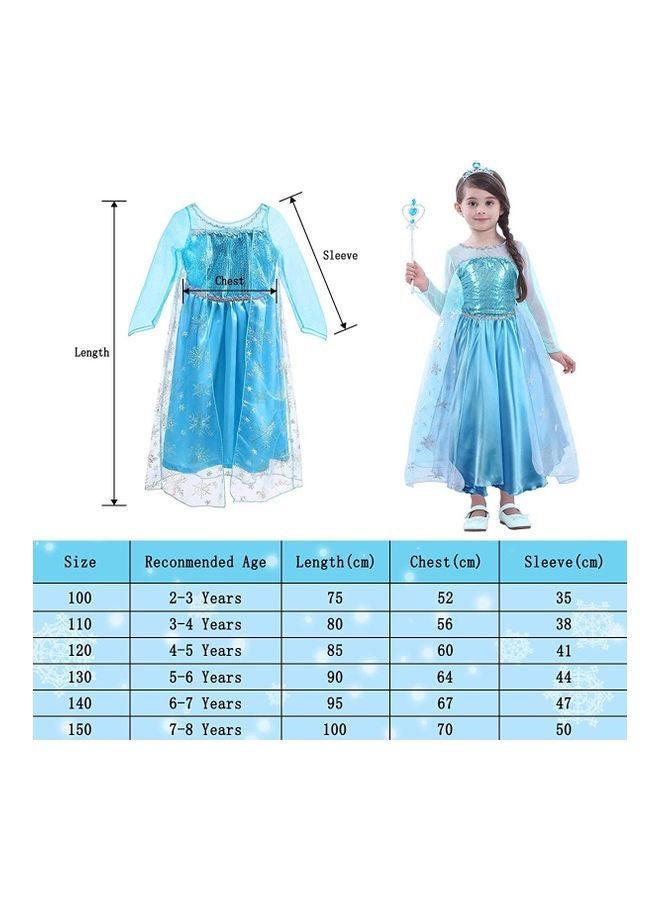 XiuWoo High-Quality Attractive Blue Fairy Tale Princess Costume With Accessory Set for Girls 130cm - Image 4