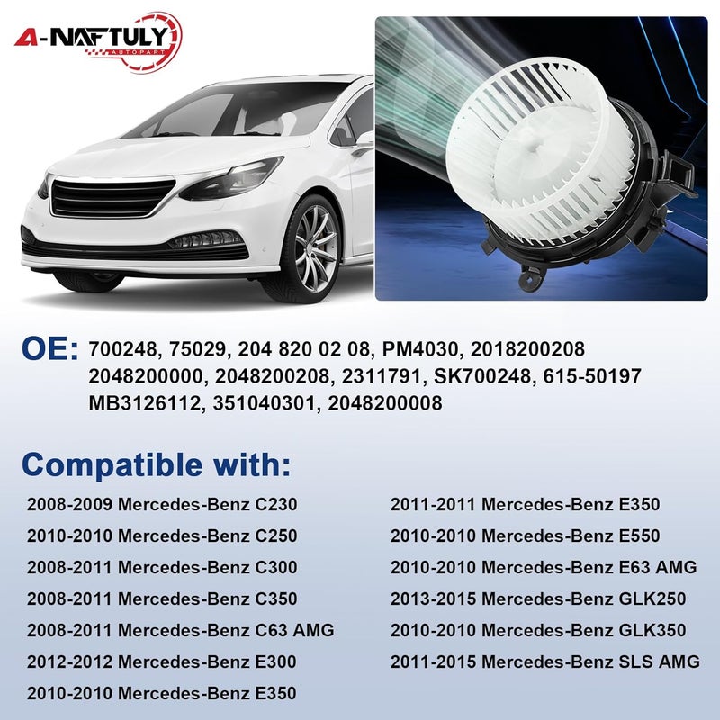 A-NAFTULY AC Blower Motor Fan Replacement for Mercedes Benz Models 2008-2011 - Image 2