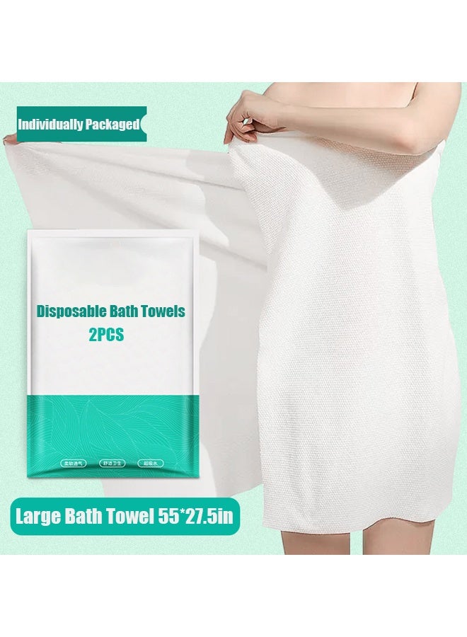 TAPIT Disposable Compressed Bath Towel Tablets 55'' x 27.5'' Plant Fiber Portable Disposable Hypoallergenic Suitable for Camping Travel Sports Hotel Bathroom Beauty Salon (2PCS Disposable Bath Towels) - Image 1