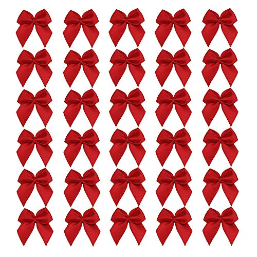 7Rainbows 50pcs Boutique Mini Red Satin Ribbon Bows Flowers Appliques DIY Craft for Sewing Scrapbooking Wedding and Gift - Image 4