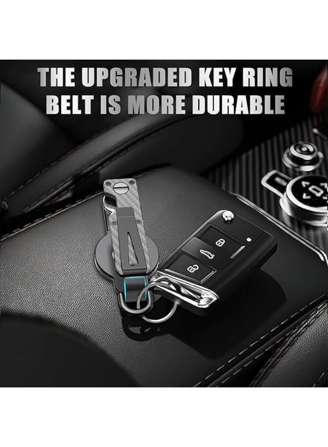 CMGTYYD. منظم مفاتيح، منظم مفاتيح معدني مدمج للرجال، حامل مفاتيح من ألياف الكربون صغير الحجم - يؤمن 1-5 مفاتيح، متوافق مع سلسلة مفاتيح Apple AirTag، مثالي لسلسلة مفاتيح السيارة - Image 4
