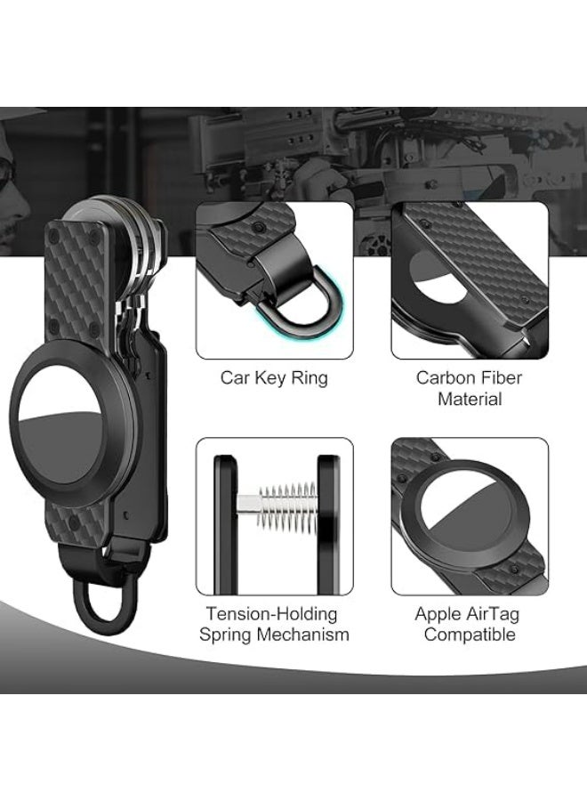 CMGTYYD. منظم مفاتيح، منظم مفاتيح معدني مدمج للرجال، حامل مفاتيح من ألياف الكربون صغير الحجم - يؤمن 1-5 مفاتيح، متوافق مع سلسلة مفاتيح Apple AirTag، مثالي لسلسلة مفاتيح السيارة - Image 5