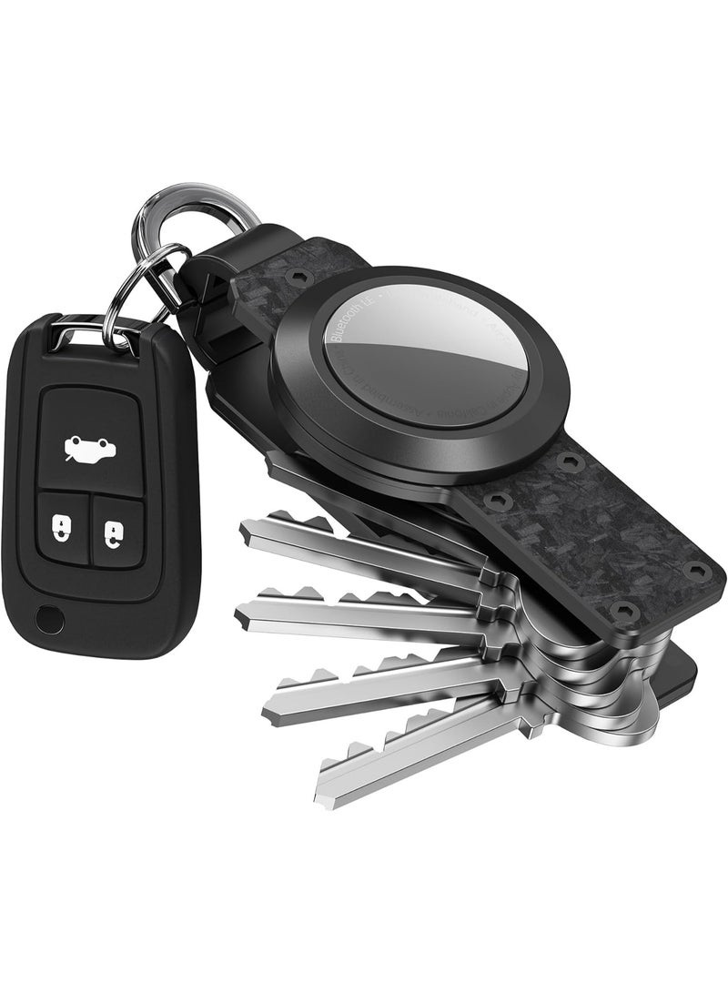 CMGTYYD. منظم مفاتيح، منظم مفاتيح معدني مدمج للرجال، حامل مفاتيح من ألياف الكربون صغير الحجم - يؤمن 1-5 مفاتيح، متوافق مع سلسلة مفاتيح Apple AirTag، مثالي لسلسلة مفاتيح السيارة - Image 1