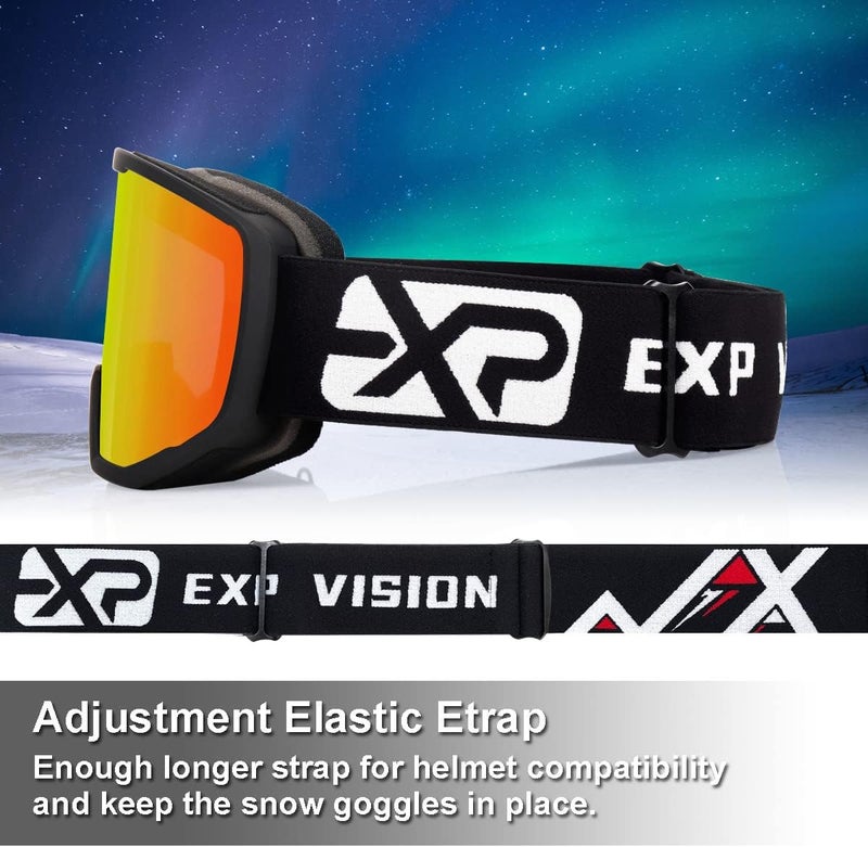 EXP VISION Ski/Snowboard Goggles for Men Women, OTG Snow Goggles Anti Fog UV Protection - Image 5