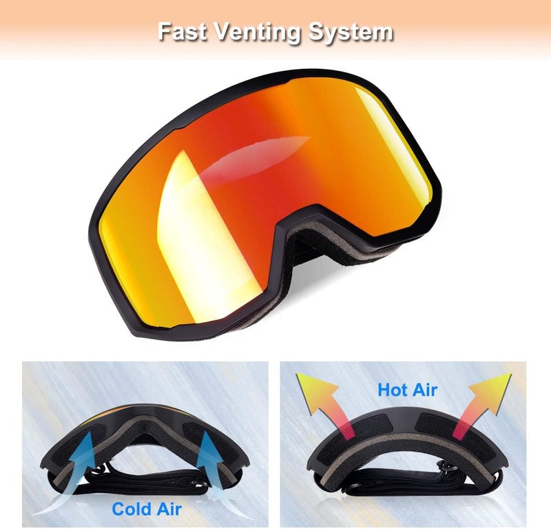 EXP VISION Ski/Snowboard Goggles for Men Women, OTG Snow Goggles Anti Fog UV Protection - Image 3