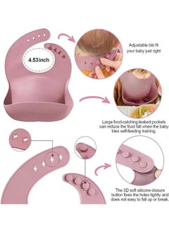 iMissiu Silicone Baby Feeding Set, 9 Piece Baby Led Weaning Supplies, Baby Toddler Bib Cup Divided Plate and Bowl Self Feeding Spoons Dish Set, Baby Eating Utensils, Toddler Feeding Supplies  - Image 4