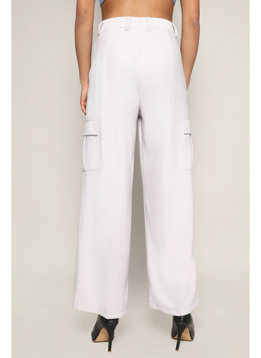 Campus Sutra Women's Cream White Baggy Cargo Pants