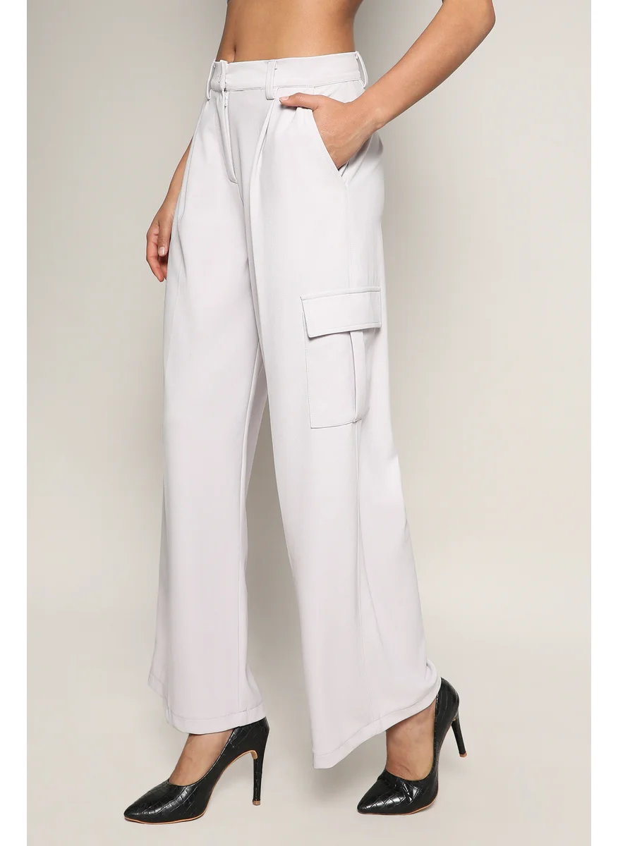 Campus Sutra Women's Cream White Baggy Cargo Pants