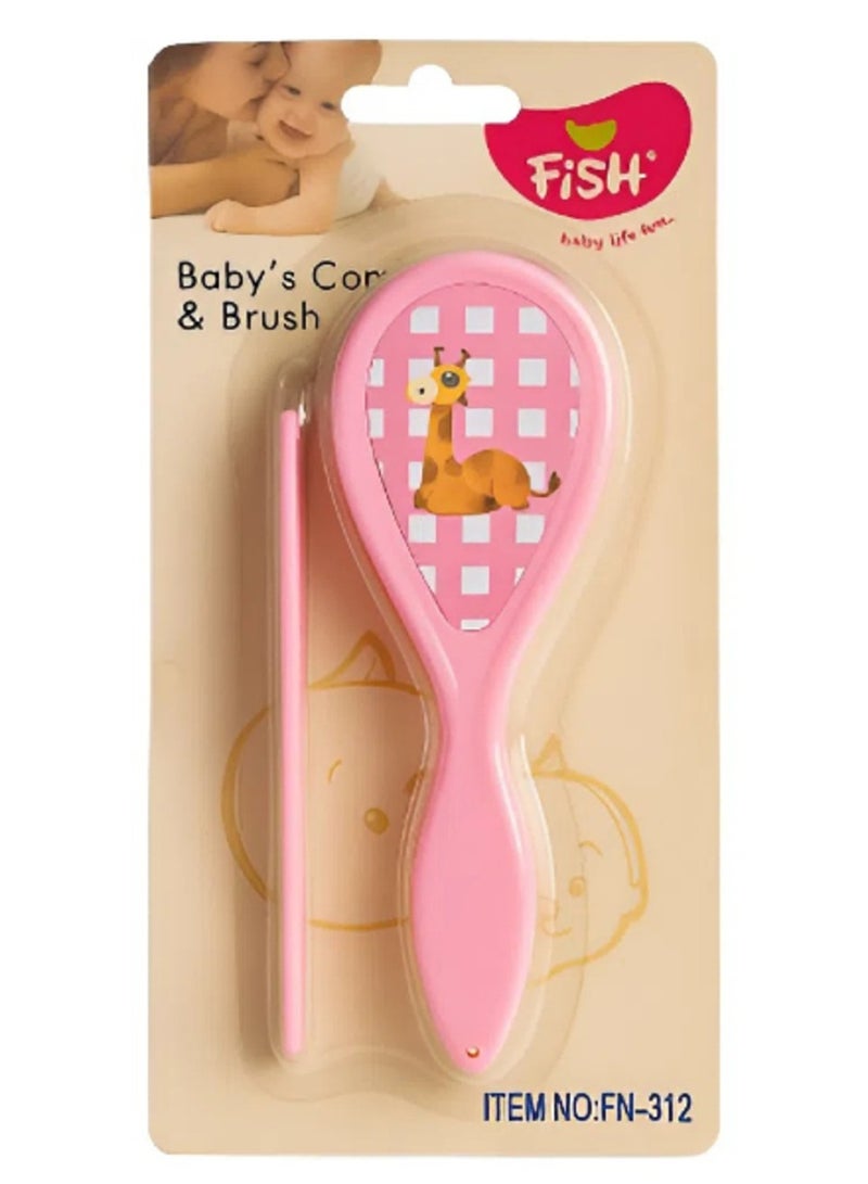 طقم مشط وفرشاة شعر للأطفال – وردي أنيق