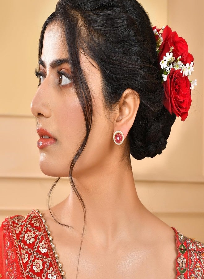 Voylla Heer Gulsheen Ear Studs, Gift for Her, Carved Stone, Party, Wedding, Studs Earrings for Women - Image 3