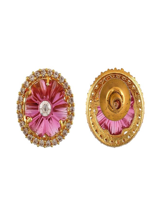 Voylla Heer Gulsheen Ear Studs, Gift for Her, Carved Stone, Party, Wedding, Studs Earrings for Women - Image 5