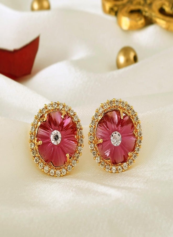Voylla Heer Gulsheen Ear Studs, Gift for Her, Carved Stone, Party, Wedding, Studs Earrings for Women - Image 2
