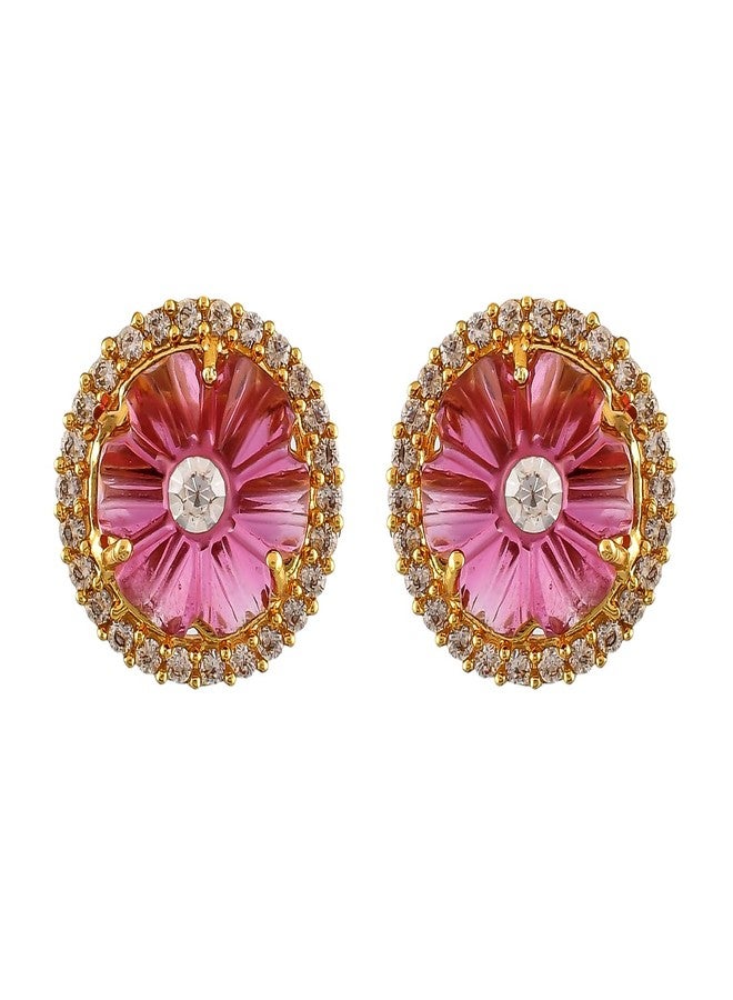 Voylla Heer Gulsheen Ear Studs, Gift for Her, Carved Stone, Party, Wedding, Studs Earrings for Women - Image 4