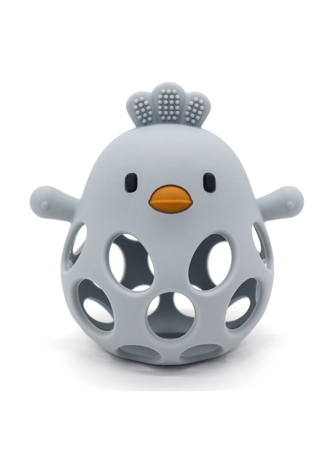 Mini Treasures BPA Free Silicone Baby Chicken Teething Toys| Baby Hand Teether Mitten for Sucking Needs| Baby Chew Toys Hand Pacifier for Soothing Teething Pain Relief - Grey - Image 1