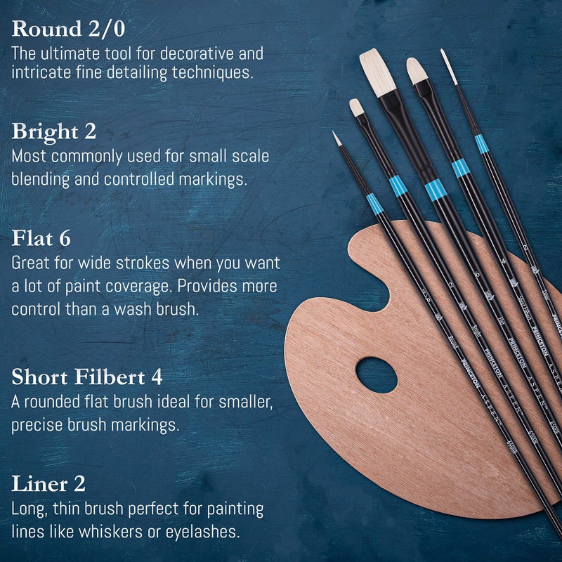 Princeton Aspen 6500 Series 5pc Professional Paint Brushes for Acrylic Painting - Synthetic Oil, Gouache, and Acrylic Paint Brushes Set - Filbert Striper Flat & Round Set of Art Brush - Image 3