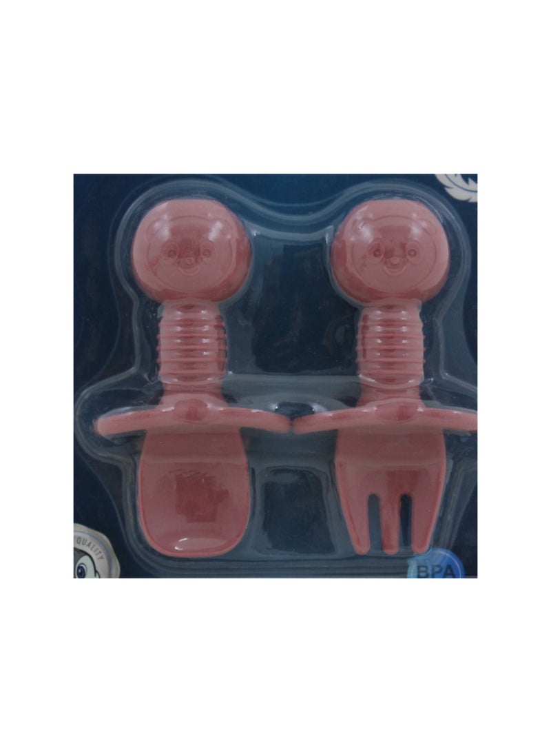 True Gold Silicone (Fork & Spoon) Set +4m – Dusty Pink - Image 3
