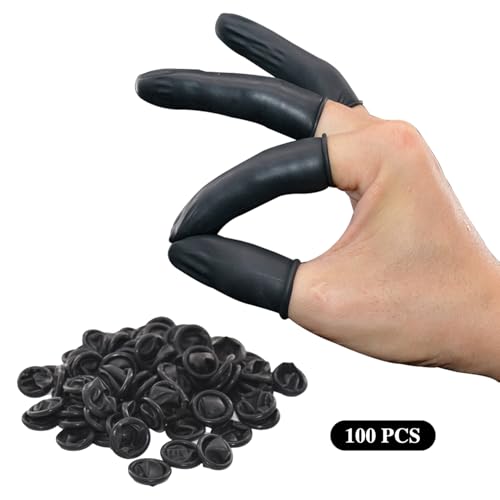 DJCIW 100PCS Disposable Latex Finger Cots,Medium Size, Fingertip Protector Gloves for Electronics Repair, Crafts, Medical Use & Industrial Applications,Thumb Covers for Finger Protection Black - Image 4
