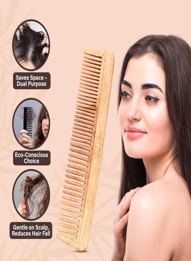 Ekopedia Kacchi Neem Wooden Comb for Women Hair Growth - Useful for Hair Growth, Prevents Hairfall, Effective in Frizz Control, Detangling & Shine, Oil Treated, For All Hair Types - Image 2