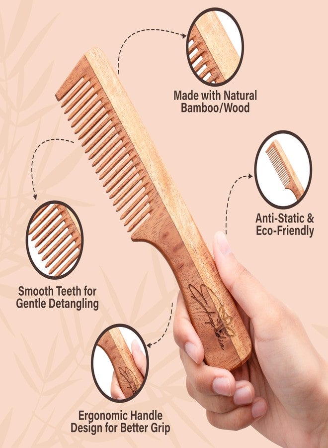 Ekopedia Kacchi Neem Wooden Comb for Women Hair Growth - Useful for Hair Growth, Prevents Hairfall, Effective in Frizz Control, Detangling & Shine, Oil Treated, For All Hair Types - Image 4