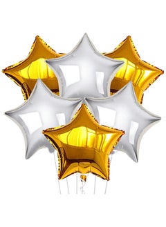 KATCHON Gold and Silver Star Foil Balloon Pack of 6 | 18 Inch Shining Gold Silver Party Balloons for Birthday Decoration  - Image 1