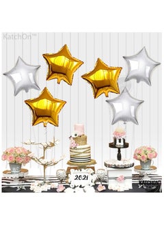 KATCHON Gold and Silver Star Foil Balloon Pack of 6 | 18 Inch Shining Gold Silver Party Balloons for Birthday Decoration  - Image 4