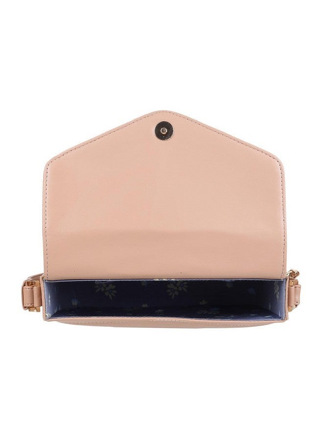 Mochi Beige Faux Leather Secure Magnet Snap Casual Sling Bag For Women - Image 2