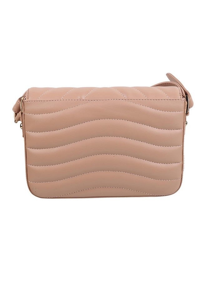 Mochi Beige Faux Leather Secure Magnet Snap Casual Sling Bag For Women - Image 3