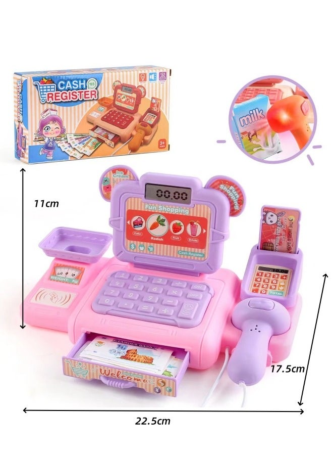 Aikenn - Smart Cash Register Toy Cash Register With Calculator Toy Multi-Function Simulated Cash Register Toy Role Play Electric Cash Register Play House Cash Register Supermarket Cash Register Toy With Light And Music Suitable For Children Over 3 Years Old (Pink) - Image 1