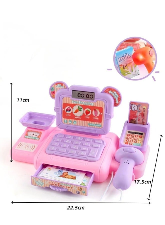 Aikenn Smart Cash Register Toy Cash Register With Calculator Toy Multi-Function Simulated Cash Register Toy Role Play Electric Cash Register Play House Cash Register Supermarket Cash Register Toy With Light And Music Suitable For Children Over 3 Years Old (Pink) - Image 2