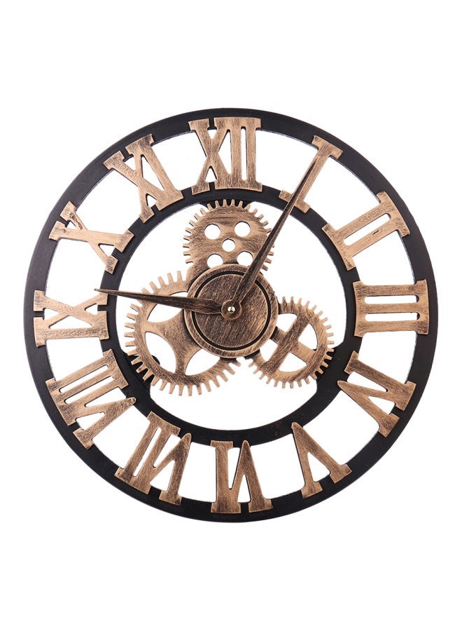 NIBEMINENT Roman Wooden Retro Gear Bell Wall Clock Black/Brown 40 x 40cm - Image 1