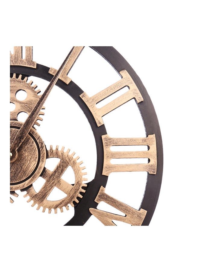 NIBEMINENT Roman Wooden Retro Gear Bell Wall Clock Black/Brown 40 x 40cm - Image 3