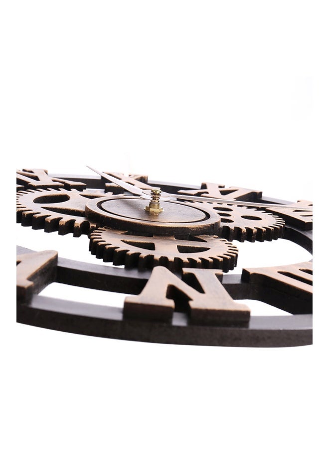 NIBEMINENT Roman Wooden Retro Gear Bell Wall Clock Black/Brown 40 x 40cm - Image 5