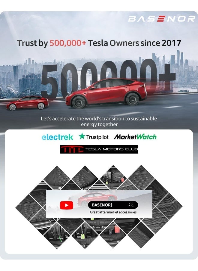 BASENOR Tesla Model 3 Trunk Mat 3D Cargo Liner All-Weather Rear Trunk Mat Waterproof Trunk Liner for Model 3 Rear Floor Mat Accessories - Image 3