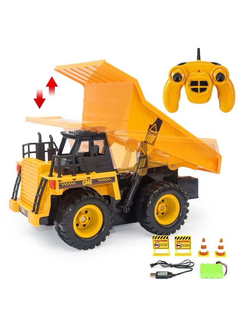 SYOSI RC Dump Truck 1：22 Scale – Remote Controlled Toy Construction Vehicle, with Includes 4WD & Rechargeable Battery, Realistic Dump Truck, Ideal Gift for Boys & Girls Ages 4-8 - Image 1