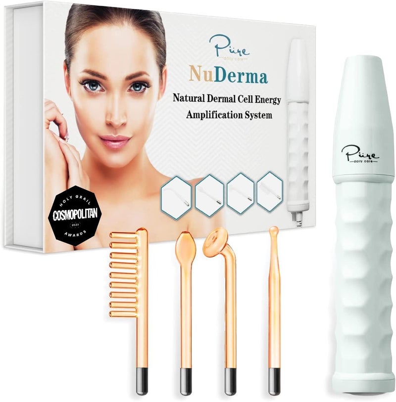 Pure Daily Care جهاز العلاج اليدوي للبشرة NuDerma المحمول من Pure Daily Care مع ضوء نيون - مضاد للشيخوخة - شد البشرة - تقليل التجاعيد - الهالات السوداء - تنقية البشرة - تحفيز الشعر وفروة الرأس - Image 1